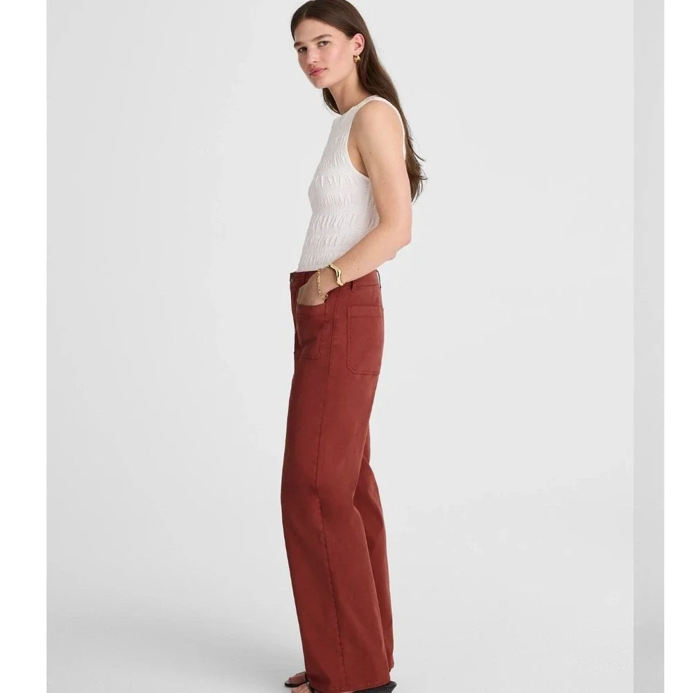 Madewell Emmett Wide-Leg Patch Pocket Pants Antique Rose Red Size 33‎ NEW